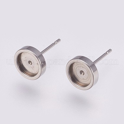 201 Stainless Steel Stud Earring Settings UK-STAS-I088-F-03P-1