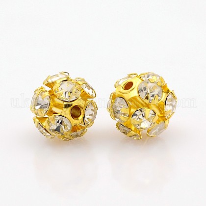Golden Plated Brass Rhinestone Beads&nbsp;UK-RB-J481-01G-1
