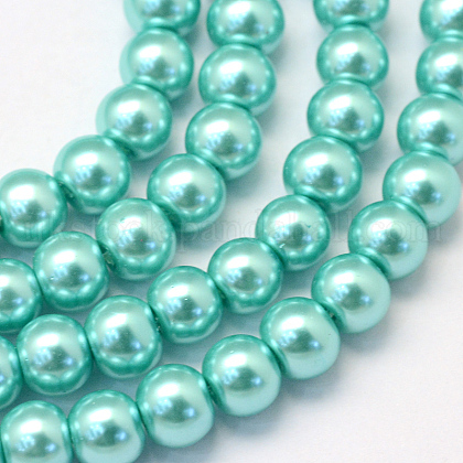 Baking Painted Pearlized Glass Pearl Round Bead Strands UK-HY-Q330-8mm-65-1
