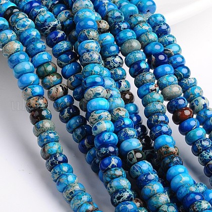 Dyed Natural Imperial Jasper Rondelle Beads Strands UK-G-M275-06-6mm-1