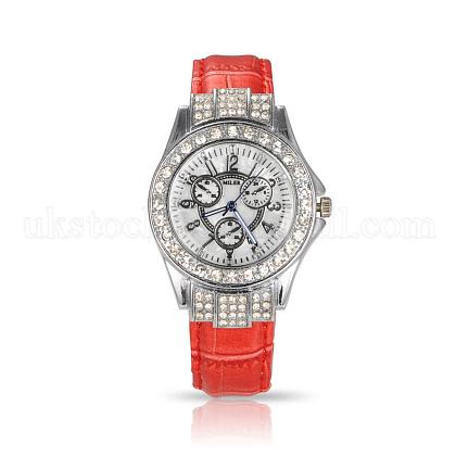 Stainless Steel Leather Diamond-studded Wristwatch Quartz Watches UK-WACH-N008-04A-1