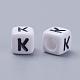 Letter K Letter Acrylic Cube Beads UK-X-PL37C9308-K-2