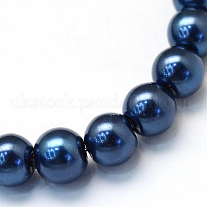 Baking Painted Pearlized Glass Pearl Round Bead Strands UK-HY-Q003-4mm-15