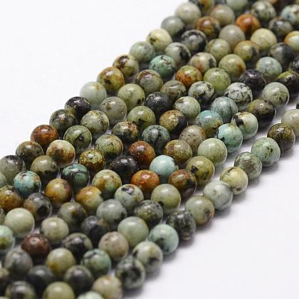 Natural African Turquoise(Jasper) Beads Strands UK-G-D840-90-6mm-1
