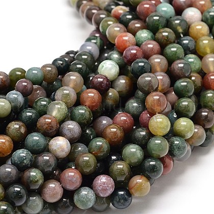 Natural Indian Agate Round Bead Strands UK-G-P075-40-8mm-1
