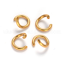 Ion Plating(IP) 304 Stainless Steel Open Jump Rings, Round, Real 18K Gold Plated, 21 Gauge, 4x0.7mm, Inner Diameter: 2.6mm