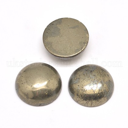 Half Round Natural Pyrite Cabochons UK-G-I125-09-25x7mm-K-1
