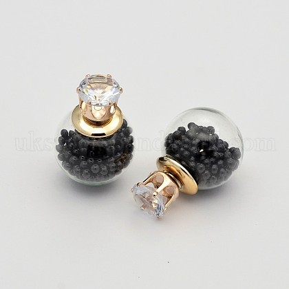 Acrylic Ball Stud Earrings UK-EJEW-P056-01F-K-1