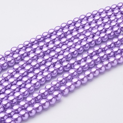 Glass Pearl Beads Strands UK-HY-6D-B15-1