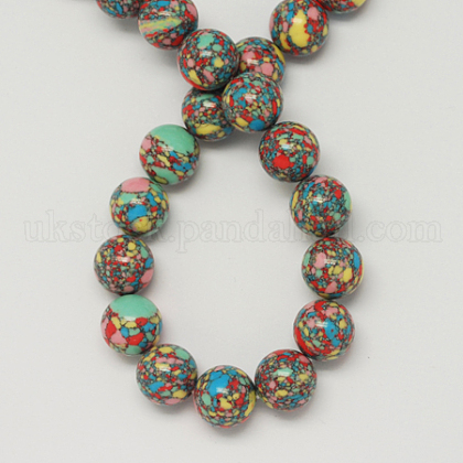 Synthetical Turquoise Beads Strands UK-TURQ-S027-8MM-3-K-1