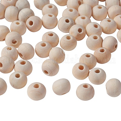 Natural Unfinished Wood Beads UK-WOOD-S651-8mm-LF-1