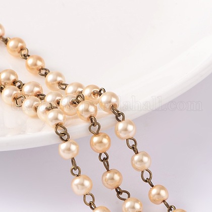Handmade Glass Pearl Beads Chains UK-AJEW-PH00489-07-K-1