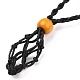 Adjustable Braided Waxed Cord Macrame Pouch Necklace Making UK-NJEW-I243-A06-3