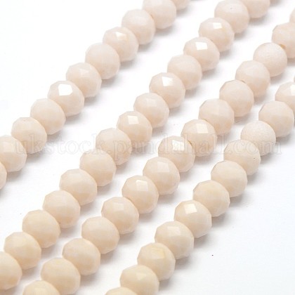 1 Strand Opaque Solid Beige Color Crystal Glass Rondelle Beads Strands UK-X-EGLA-F046A-09-1