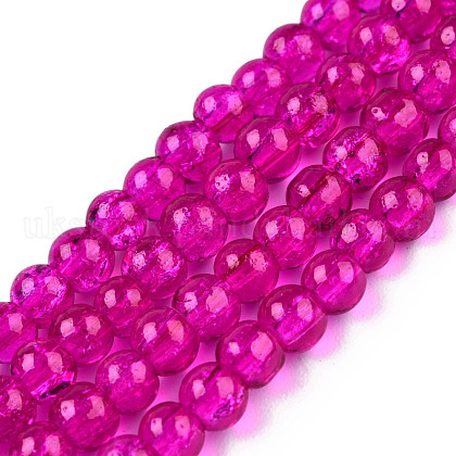 Spray Painted Crackle Glass Beads Strands UK-CCG-Q001-8mm-08-1