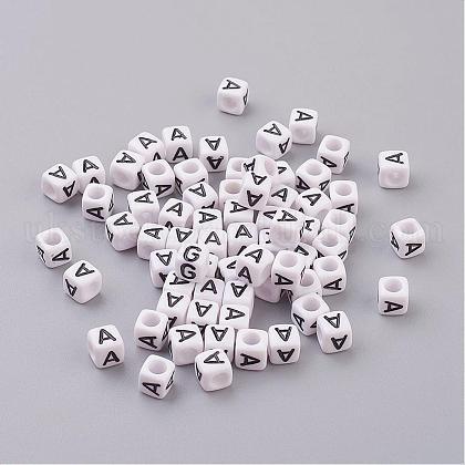 Letter A Cube Acrylic Beads UK-X-PL37C9308-A-1