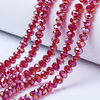 Electroplate Glass Beads Strands UK-EGLA-A034-T6mm-B07-1