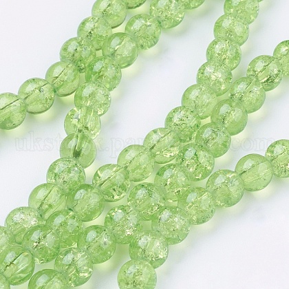 Spray Painted Crackle Glass Beads Strands UK-CCG-Q001-6mm-11-1