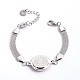 Flat Round with Human 304 Stainless Steel Link Bracelets UK-BJEW-O108-02P-K-1
