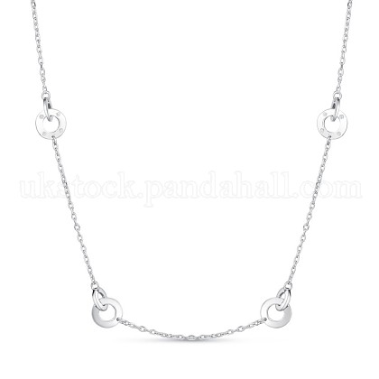 TINYSAND 925 Sterling Silver Interlocking Chain Necklaces UK-TS-N320-S-1