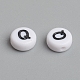 Flat Round with Letter Q Acrylic Beads UK-X-PL37C9070-Q-4