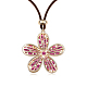 Flower Real 18K Gold Plated Alloy Rhinestone Pendant Sweater Necklaces UK-NJEW-DD0009-085A-K-1