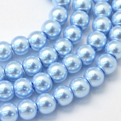 Baking Painted Pearlized Glass Pearl Round Bead Strands UK-HY-Q003-6mm-24-1