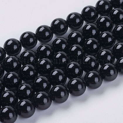 Natural Black Onyx Beads Strands UK-G-G591-6mm-06-1