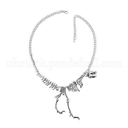 Alloy Dinosaur Bones Bib Necklaces UK-NJEW-F087-01A-1