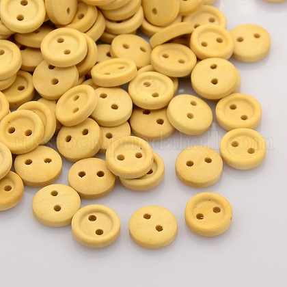 2-Hole Garment Accessories Tiny Flat Round Wooden Sewing Buttons UK-X-BUTT-M001-03-1