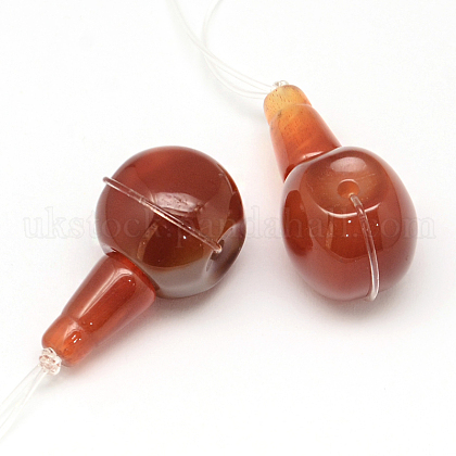 Natural Red Agate Gemstone 3-Hole Guru Beads for Buddhist Jewelry Making UK-G-R290-13B-1