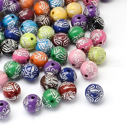 Round Plating Acrylic Beads UK-SACR-R886-03-K-1