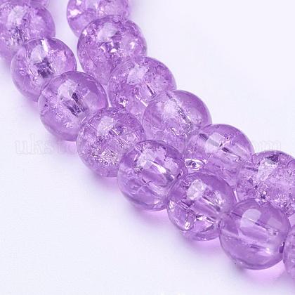 Spray Painted Crackle Glass Beads Strands UK-CCG-Q001-6mm-12-1