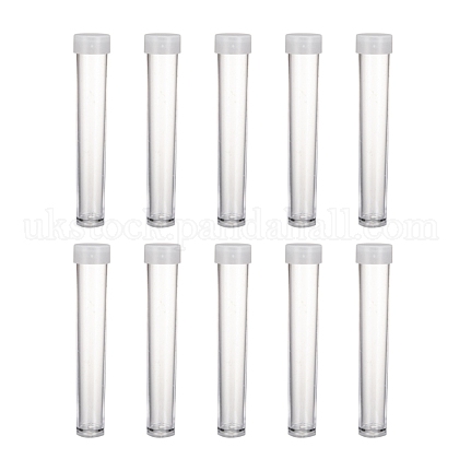 Clear Tube Plastic Bead Containers with Lid UK-C066Y-1
