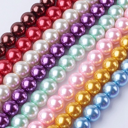 Glass Pearl Beads Strands UK-HYC002-1