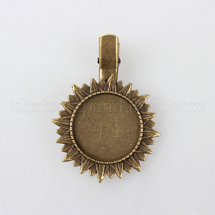 Antique Bronze Sun Shaped Iron Alligator Hair Clip Findings&nbsp;UK-X-PALLOY-N0086-72AB-NF-1