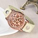 Women's Leather Rose Gold Tone Alloy Rhinestone Wrist Watches UK-WACH-O005-04C-K-1
