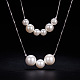 Sterling Silver Shell Pearl Two-Tiered Necklaces UK-NJEW-F188-03-2