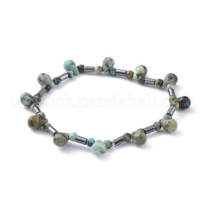 Non-magnetic Synthetic Hematite Beads Stretch Bracelets UK-BJEW-JB04659-05-1