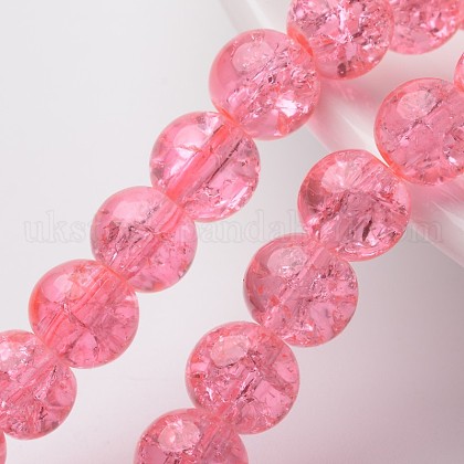 Spray Painted Crackle Glass Beads Strands UK-CCG-Q001-8mm-03-K-1