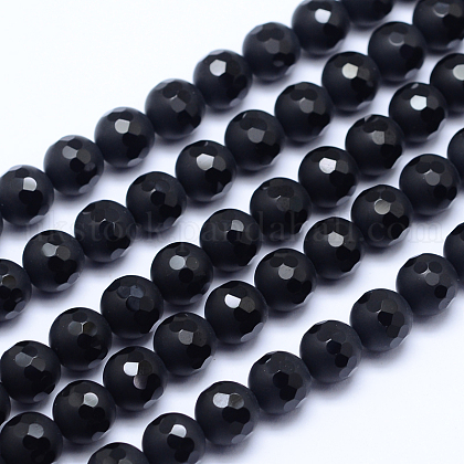 Natural Black Onyx Beads Strands UK-G-L417-11-10mm-K-1
