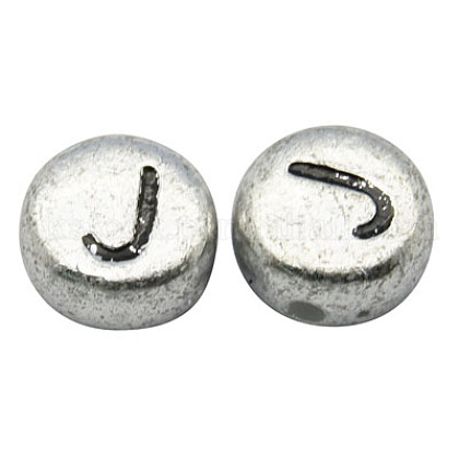 Silver Color Plated Acrylic Horizontal Hole Letter Beads UK-PB43C9070-J-1
