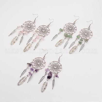 Natural Gemstone Dangle Earrings UK-EJEW-JE02104-1