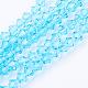 Light Sky Blue Glass Bicone Beads Strands UK-X-GLAA-S026-06-1