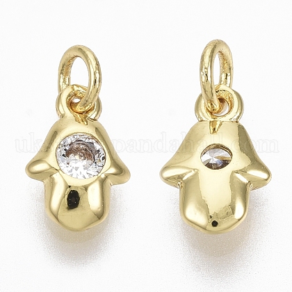 Brass Micro Pave Cubic Zirconia Charms UK-ZIRC-R109-042-NF-1