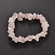 Chips Natural Rose Quartz Beaded Stretch Bracelets UK-BJEW-JB01826-02-1