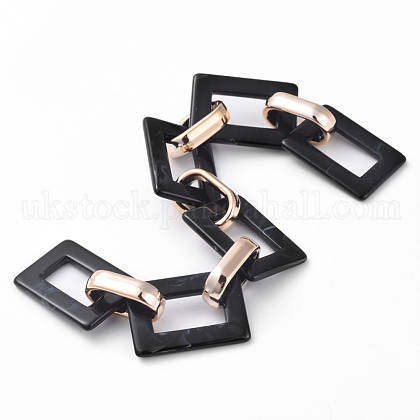 Imitation Gemstone Style Acrylic Handmade Rectangle Link Chains UK-AJEW-JB00518-02-1