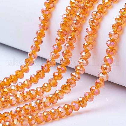 Electroplate Glass Beads Strands UK-EGLA-A034-T6mm-B16-1