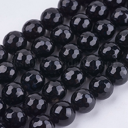 Natural Black Onyx Round Beads Strand UK-X-G-L084-8mm-20-1