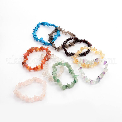 Chips Natural & Synthetic Gemstone Beaded Stretch Bracelets UK-BJEW-JB01826-1